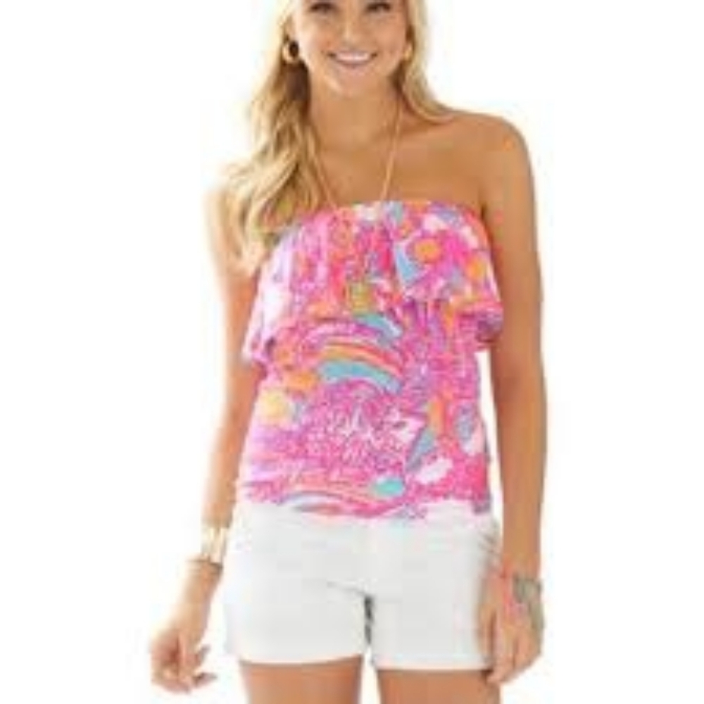 2 GORGEOUS Lilly Wiley Vacation Ruffle Strapless Tops - Picture 2 of 3